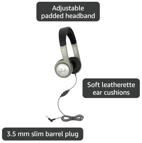 Image of Egghead Deluxe Multimedia Headphones with Leatherette Ear Cushions, Adjustable Padded Headband, 360 Pivoting Earcups, Tangle-Free Tri-Shield Cord, and 3.5mm Slim Barrel Plug