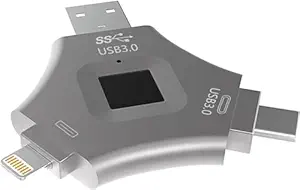 Cross 3 in 1 Fingerprint encrypted USB Flash Pen Drive for iPhone, Android,Windows and Mac Device, Mini Hangable PenDrive for iOS & Android (512 GB)