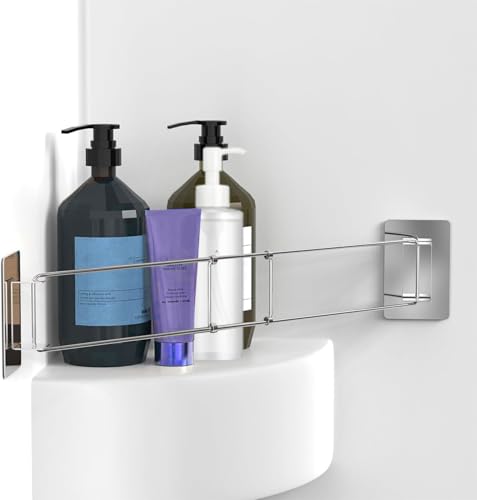 Image of 2024 RV Shower Corner Storage Bar- Length 7-13 inches Adjustable Stainless Length 7-13 inches Camper Must Haves Accessories Stainless Steel RV Shower Corner Shelf Rod(2 Pack), VR001