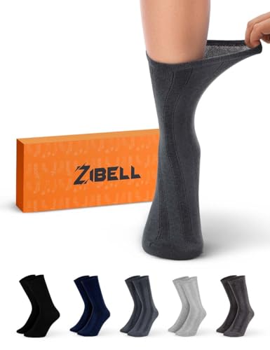ZIBELL Diabetic Socks For Men - Soft, Breathable, Non-Binding, Moisture Control, Boosts Circulation, Ideal For Neuropathy