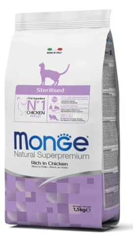 Monge Natural Superpremium STERILISED Rich IN Chicken, Nassfutter für Katzen (Nassfutter aus Huhn, reich an Ballaststoffen, ohne Farbstoffe und künstliche Konservierungsmittel, Katzenfutter, 400 g)