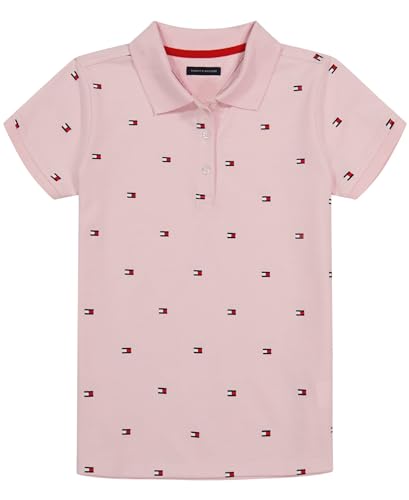 Tommy Hilfiger Girl's Short Sleeve Polo Shirt, Button Closure With Ribbed Collar and Sleeves - Main Image