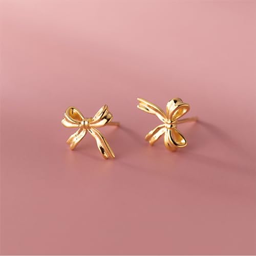 Reffeer Solid 925 Sterling Silver Bow Stud Earrings for Women Teen Girls Small Ribbon Stud Earrings Bowknot4
