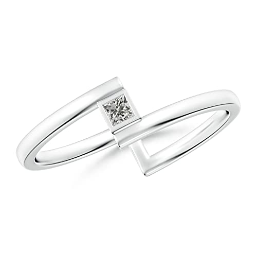 ANGARA Natural Diamond Princess Cut Bypass Ring for Women in 14K Solid Gold | Birthday, Engagement, Anniversary, Wedding Jewelry Gift for Women