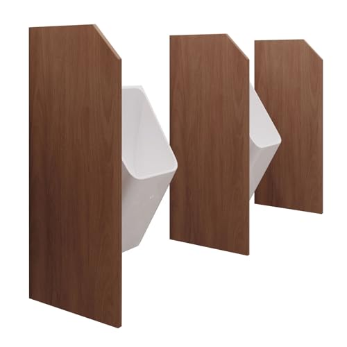 Urinal Partition,Wall-Mounted Men's Urinal Divider,with Stainless Steel Corner Code Urinal Partition Toilet Protection Screen Divider Partition for Schools Hotel Public Places (Walnut Colour 1PCS)