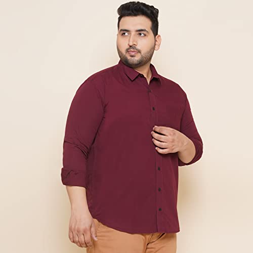 Image of JOHN PRIDE Plus Size Men Regular Fit Long Sleeves Solid Maroon Casual Shirt (EJPSF45220C Maroon)