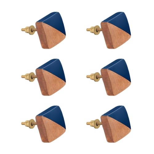 Image of 6 Piece Premium Teak Wood Drawer Knobs for Furniture Cabinets & Cupboards | Modern Design | Colour: Natural Wood, Size: 1.5 Inch-| 3 Years Warranty |