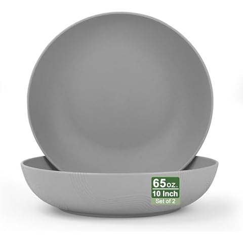 PYRMONT Salad Bowls Wheat Straw Bowls 65 OZ,Large Salad Bowls for Eating,Salad Container Set of 2,Microwave and Dishwasher Safe,Serving Bowls for Kitchen Party,Camping,RV,Indoor and Outdoor(Grey) Cover