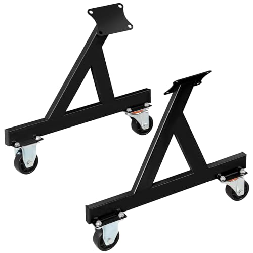 JY PERFORMANCE LS Engine Stand Cradle Rolling Storage Stand for GM Chevy V8 LSx Engines Heavy Duty Support for Engine & Transmission 3 Swivel Caster Wheels 12 Clearance Compact Design Black