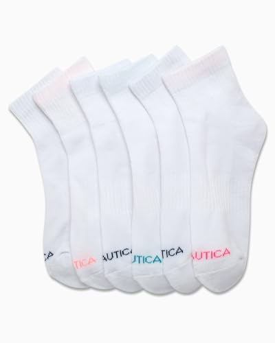 Nautica Womens Quarter Socks - 6 Pack Cushioned Moisture Wicking Athletic Socks for Women for Gym, Running, Sports (4-10)4