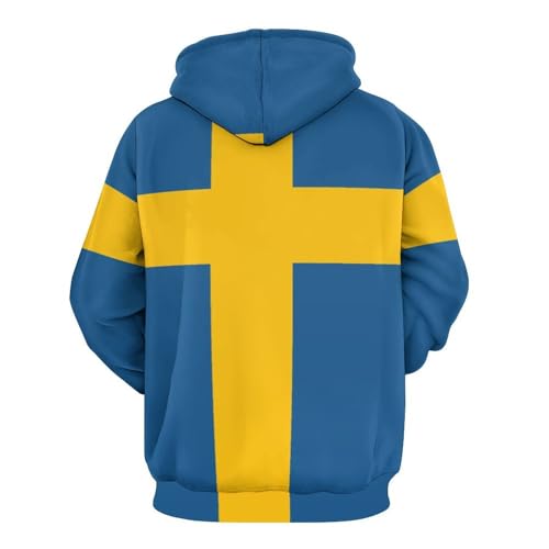 Sweat à capuche unisexe avec imprimé graphique 3D suède drapeau - 5