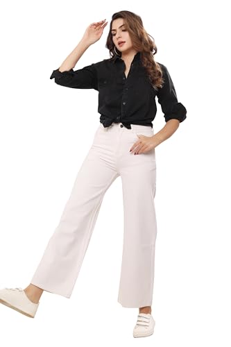 Image of THIRD QUADRANT Women Wide Leg Jeans with high Waist || Black Jeans for Women || Flared Jeans for Women