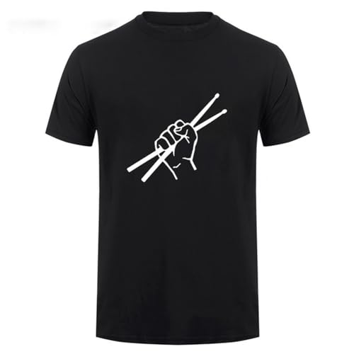 T-shirt drumming coton noir col rond qui ne se déforme pas après lavage en machine