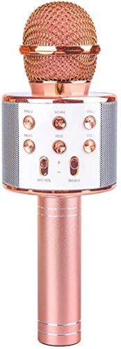 Microphone Gift Age 5-12 Girls Kids, Wireless Karaoke Microphone Toy for 6-11 Year Old Girl Children Singing Microphone Gifts for 6-11 Year Old Girl Teens Birthday Gift for Girl Rose Gold MIC
