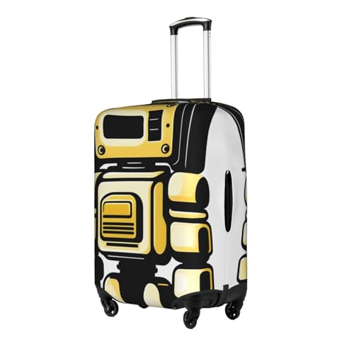 Retro robot Suitcase Cover Medium with Invisible Zipper, for Business and Travel, Without Suitcase2