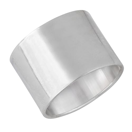 Silverly 925 Silver Wide Cigar Ring for Women - Flat-Edge Thumb Ring in Sterling Silver - Polished Silver Chunky Men's Rings - Simple Minimalist Smooth Thick Band - Modern Couple Rings