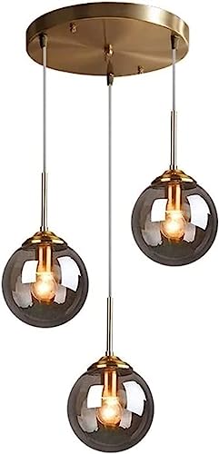 Suspension vintage 3 lumières or industriel pour table à manger et salon nordique