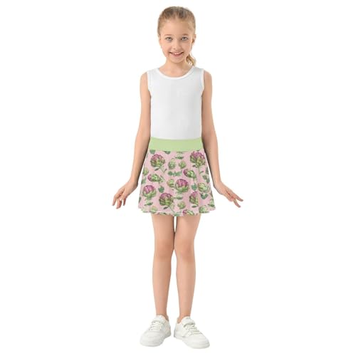 Girls Skorts High Waist Athletic Skirts with Shorts Artichoke Stretchy Teens Performance Tennis4