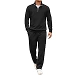 COOFANDY Men's Tracksuit 2 Piece Set Geometric Texture Quarter Zip Pullover Sweatshirt Athletic Running Sweatsuits