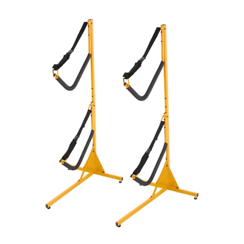 Giciashop Double Kayak Storage Rack, Freestanding Kayak Stands w/Adjustable Hook and Straps for 2 Kayaks, 240LBS Load Capacity Kayak Racks for Kayaks, Canoes, Paddles