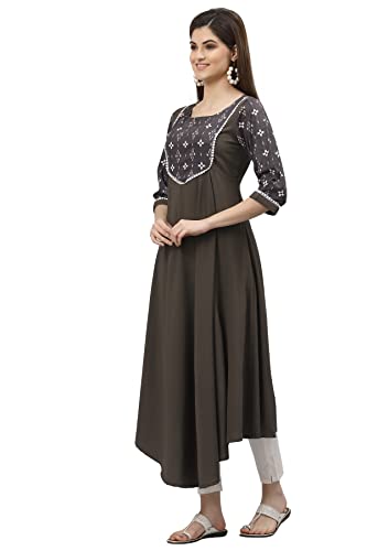 Image of Women's Crepe Regular Kurta (ALC9151 Grey XS)
