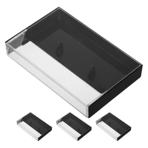 jojofuny 4pcs Cassette Tape Storage Cases: Vintage Clear Blank Audio Cassette Tape Holder for Audio Storage Organization, 4.24 x 2.75 x 0.63