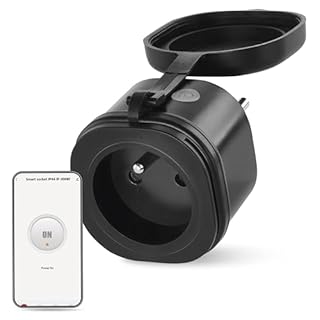 EMOS GoSmart ZigBee prise extérieure 16A, 2,4 GHz, minuterie et compteur, IP44, commande manuelle ou via Smart-App, compatible Alexa/Google Assistant, couleur noire