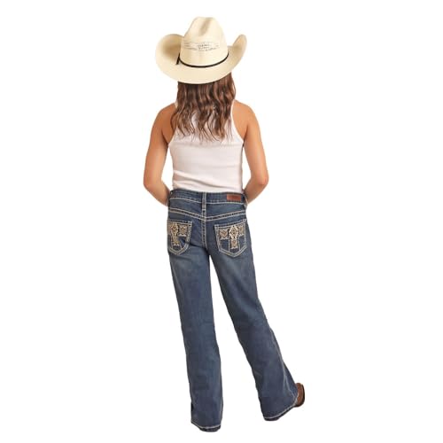 Rock & Roll Girls Aztec Embroidered Pocket Bootcut Jean
