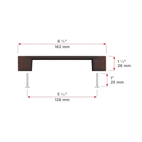 Image of Richelieu Hardware BP8160128BORB Armadale Collection 5 1 /16-inch (128 mm) Center-to-Center Brushed Oil-Rubbed Bronze Modern Cabinet and Drawer Pull Handle for Kitchen, Bathroom, and Furniture