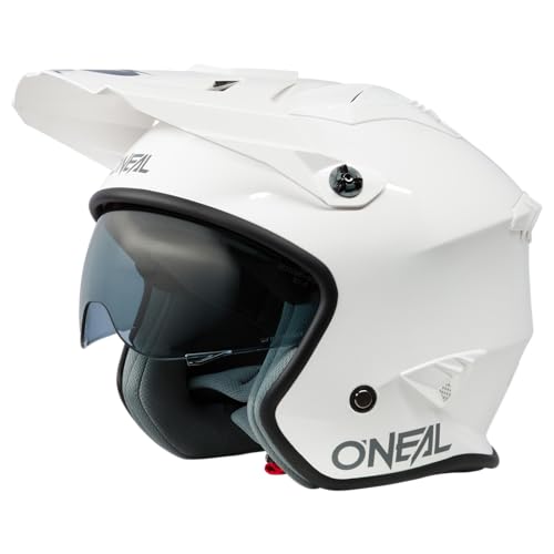 Casco da moto Enduro Adventure Street norme di sicurezza ECE 22.05 calotta in ABS visiera parasole integrata Volt Helmet SOLID V.24 adulto bianco taglia XL