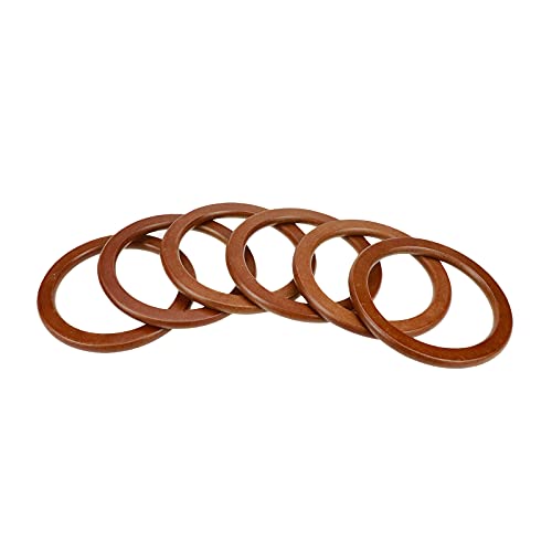 Quluxe 6 Pcs Wooden Round Shaped Handles Replacement for Handmade Bag Handbags Purse Handles- Light Brown