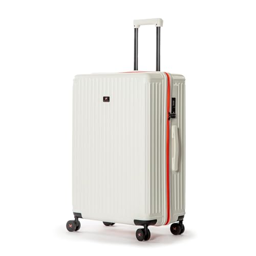 BALDORA Hard Polycarbonate Luggage Trolley Bag | 8 Wheels 360° Double Spinner | Telescopic Handle with Mobile Stand | TSA Lock with Sturdy Zipper | with 5 Years Warranty | Arctic Snow, Medium - 64 cm