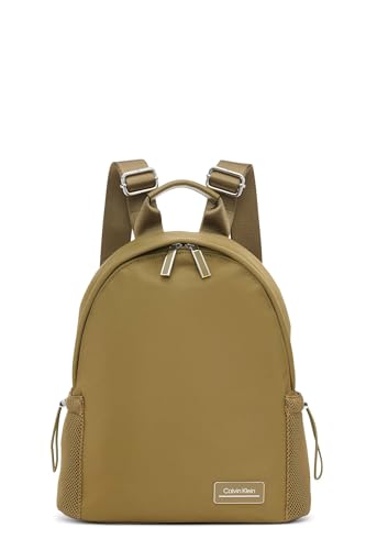 Image of Calvin Klein Women's Jessie Organizational Backpack for Women - Nylon Water-Resistant Backpack, 5 Pockets, Olive Branch, One Size