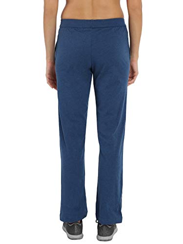 Image of Jockey 1305 Women's Super Combed Cotton Rich Relaxed Fit Mid Rise Trackpants with Contrast Side Piping and Pockets