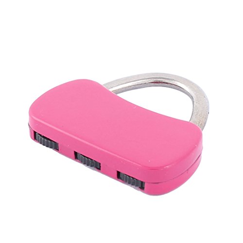 Image of Aexit Metal Bag Padlocks & Hasps Shaped Resettable 3 Digits Combination Password Lock Silver Combination Padlocks Tone Fuchsia