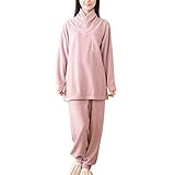 パジャマ屋 パジャマ IZUMM フリース スタンダード中厚 メンズ 兼 レディース 冬 長袖 ラップ タートルネック／ネイルピンク・Sサイズ