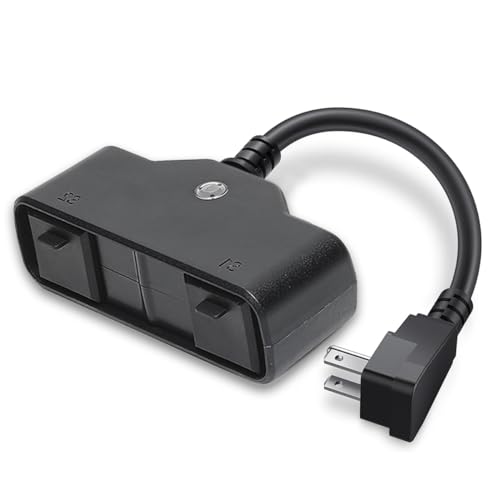 Lunabode LED Smart Plug - Outdoor WiFi Plug with 2 Sockets | Waterproof | Outlet for String Lights with Timer, Remote & Voice Control | Suits Apple HomeKit, Siri, Alexa, Google Assistant & Echo