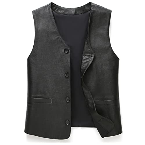 Chaleco de cuero de vaca termico con cuello en V para hombre chaleco de otono e invierno L 5