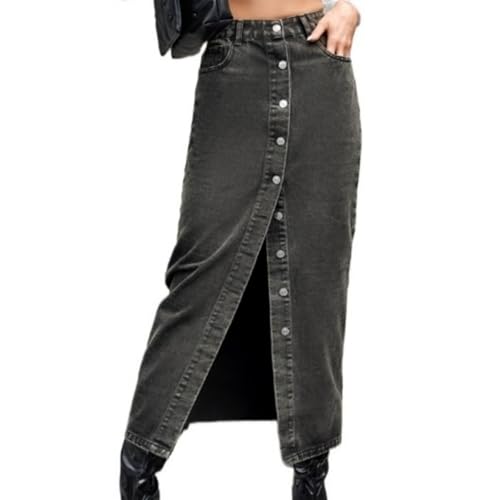 Women's Denim Skirts Button Front High Waist Straight Jean Long Autumn 2025 Womens Dresses Ladies2