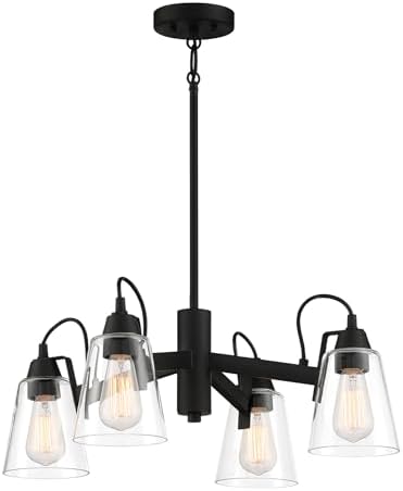 Minka Lavery 3994-66A Beckonridge Chandelier, 4-Light, 240 Total Watts, 24-in H x 8.88-in W, Coal Black