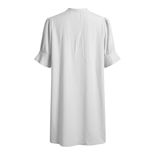 Robe à volants mi-longue et décontractée au col uni épuré - 5
