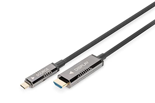 Digitus USB-C to HDMI AOC fibre optic adapter cable - 15m - HDMI 2.0 - Displayport 1.2-4k/60Hz - DP Alt-Mode - Plug&Play - Black