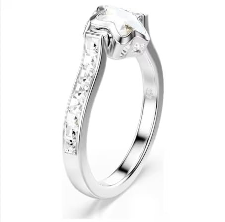 Ring Chroma, verschiedene Größen, Stern, weiß, rhodiniert