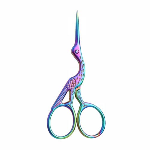 Copper Crane Embroidery Scissors,Sharp Rainbow Stainless Steel Craft Snips for