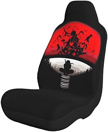 AROUNDVVIZZ Car Seat Cover, Full Front Seat Cover 1PCS , Japanese Anime Car Seat Cover Black Car Cushion Cover, Easy Installation, Universal Suitable for Car, Truck, Car, Sedan, SUV, Van