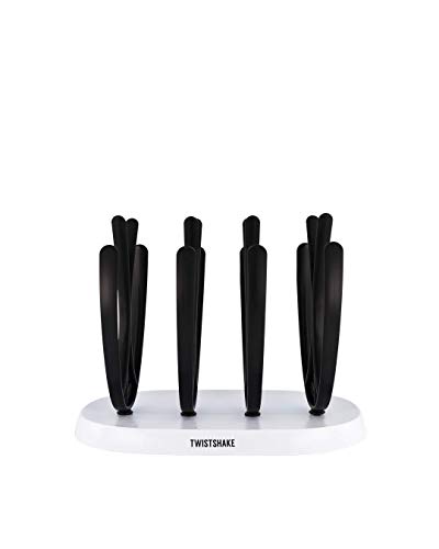 Escorredor de Copos e Mamadeiras, TwistShake, Branco Com Preto, pacote de 4
