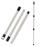Best House | Mop Replacement Handle | Stainless Steel | 3 Sections Adjustable | Broom Mop Stick | Universal Fitting Fits | Italian Screw End - 120 cm Long - Pack of 1