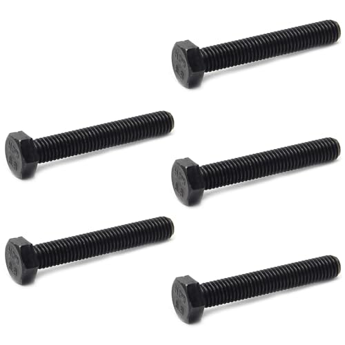Image of Carbon Steel Hex Screw Bolts Hex Drive Fastener Rustproof Fully Threaded Metric Cap Bolts Black M8x50mm 5Pcs