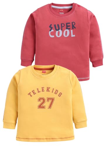 Image of LuvLap Baby Boys Regular Fit 100% Cotton Full Sleeves Boys T-Shirt Set Pack of 2