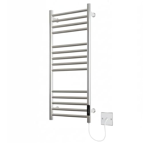 Greened House Seche Serviette Electrique Siena- Acier Inoxydable Poli Miroir, Montage Mural Élégant,H720 x L300 mm- Porte-Serviettes Chauffant Moderne